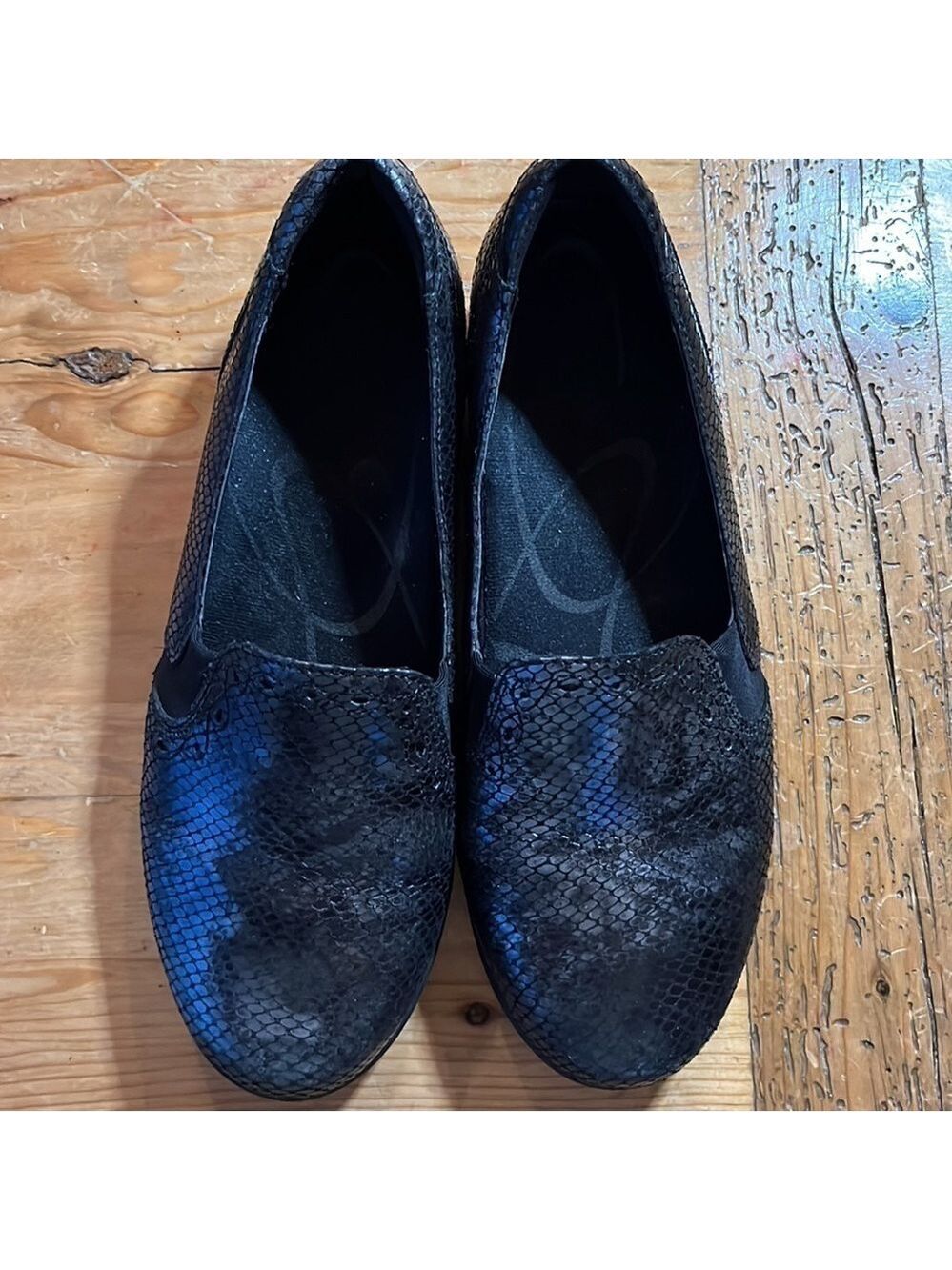 aravon Adalyn Slip On Grey Black Snake Skin Flat Loafer 9 - Picture 9 of 13